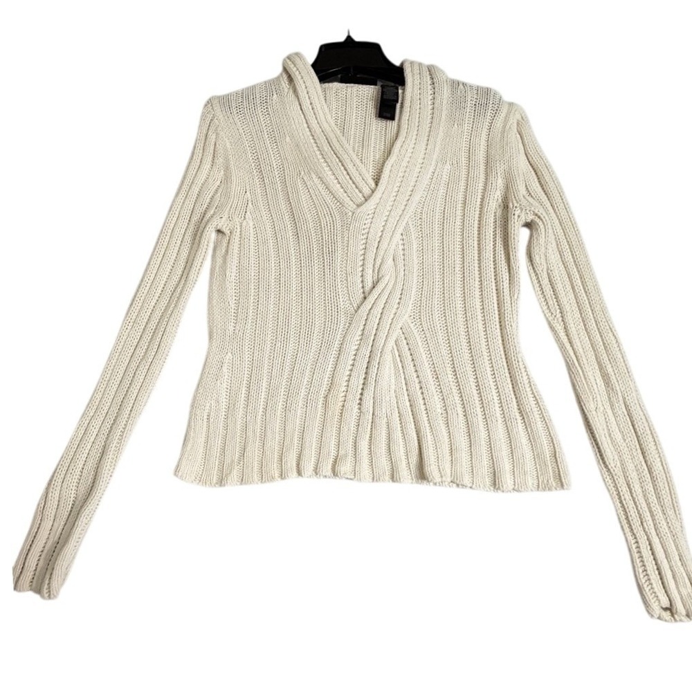 Access Hooded Pullover Cable Knit Chunky Sweater Fisherman Sz‎ M Fitted Slimming